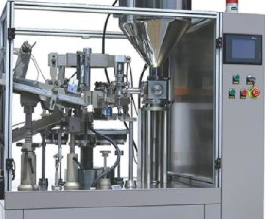 آلة تعبئة وتختم الأنابيب التي يتم التحكم فيها بواسطة PLC 20-60 قطعة / دقيقة استهلاك الهواء 0.3m3/min